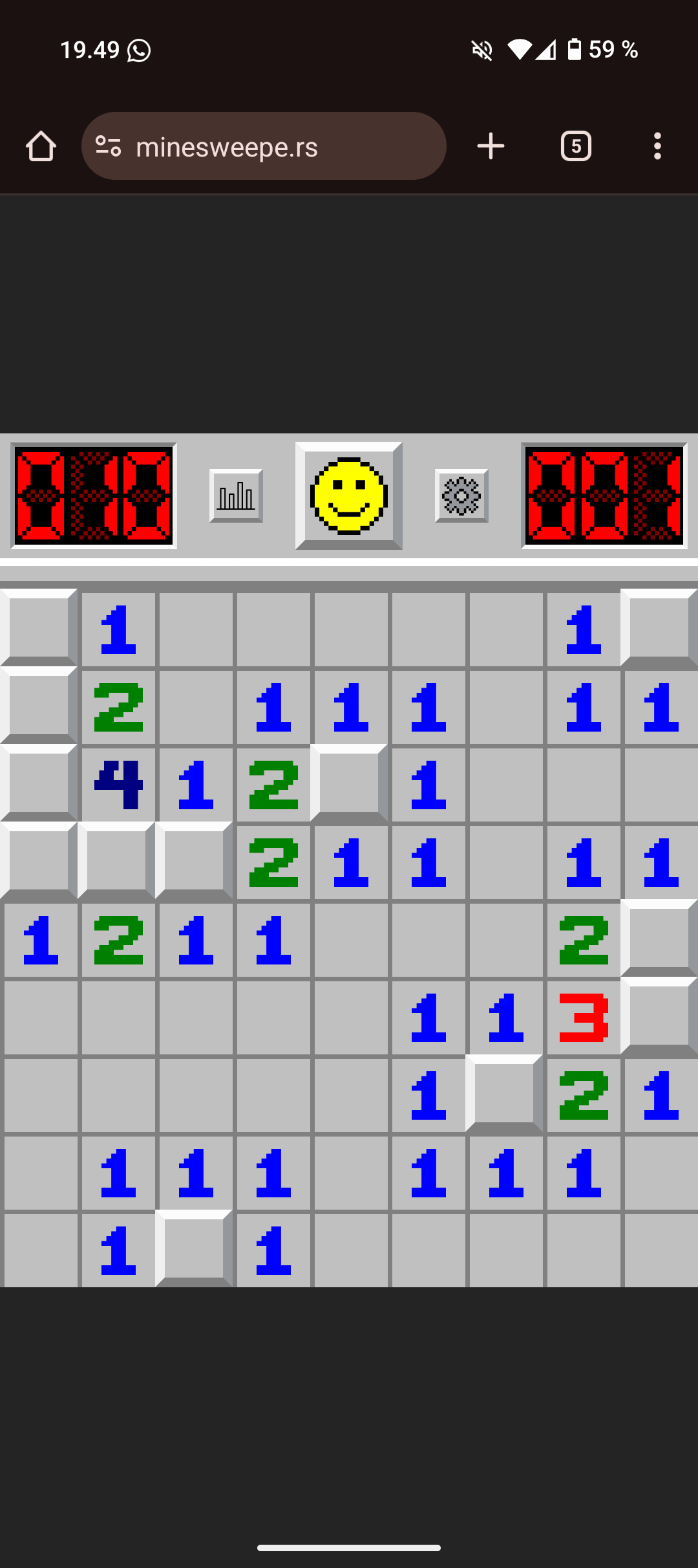 Screenshot from my phone of 9x9 field